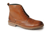 Catesby Mens Leather Lace-Up Brogue Ankle Boots